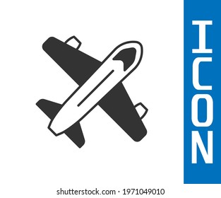 Grey Plane icon isolated on white background. Flying airplane icon. Airliner sign.  Vector