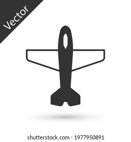 Grey Plane icon isolated on white background. Flying airplane icon. Airliner sign.  Vector