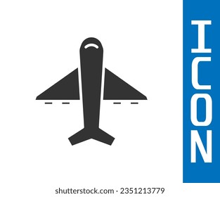 Grey Plane icon isolated on white background. Flying airplane icon. Airliner sign.  Vector Illustration