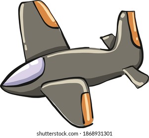 Grey plane, illustration, vector on white background.