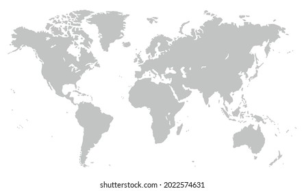 grey plane map of the world on white background