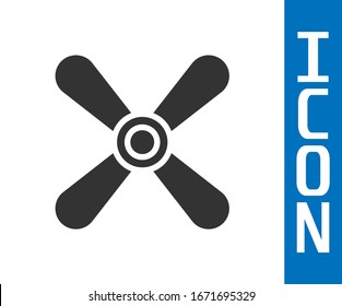 Grey Plane propeller icon isolated on white background. Vintage aircraft propeller.  Vector Illustration