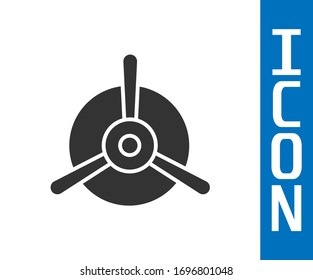 Graue Propellersymbol einzeln auf weißem Hintergrund. Vintage-Flugzeugpropeller. Vektorillustration-Illustration