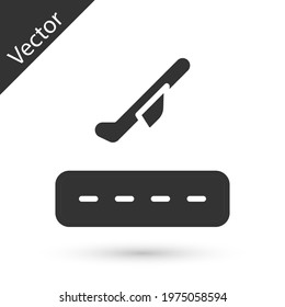 Grey Plane takeoff icon isolated on white background. Airplane transport symbol.  Vector