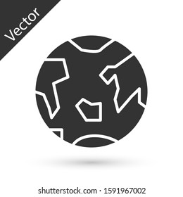 Grey Planet Earth icon isolated on white background.  Vector Illustration
