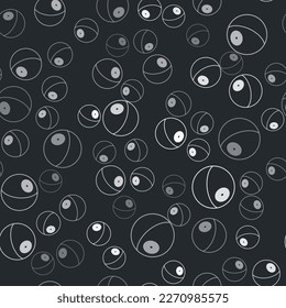 Grey Planet icon isolated seamless pattern on black background.  Vector