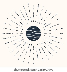 Grey Planet Jupiter icon isolated on beige background. Abstract circle random dots. Vector Illustration