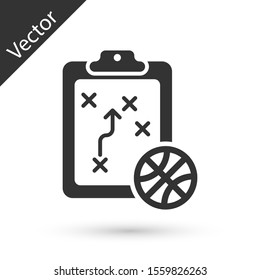 Grey Planning strategy concept icon isolated on white background. Basketball cup formation and tactic.  Vector Illustration