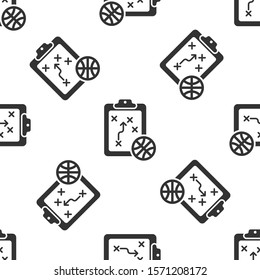 Grey Planning strategy concept icon isolated seamless pattern on white background. Basketball cup formation and tactic.  Vector Illustration