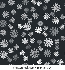 Grey Planning strategy concept icon isolated seamless pattern on black background. Basketball cup formation and tactic.  Vector Illustration
