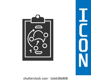 Graues Planungskonzept Symbol einzeln auf weißem Hintergrund. Hockeybecher-Formation und Taktik. Vektorillustration-Illustration