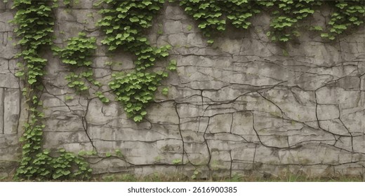 Grey plaster facade house wall with dark cracks