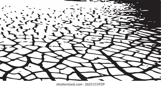 Grey plaster facade house wall with dark cracks.White black grey wall, floor with cracks, texture background.crack ground for abstract background on white background.Vector cracks, breaks on land 
