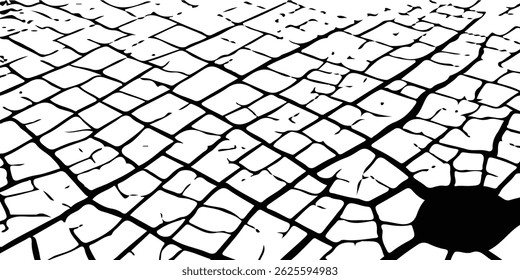 Grey plaster facade house wall with dark cracks.White black grey concrete wall, floor with cracks, texture background, cracked paint