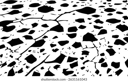 Grey plaster facade house wall with dark cracks. The Dark Beauty of a Black Wall. Elegant black background vector illustration with vintage distressed grunge texture and dark gray charcoal color paint