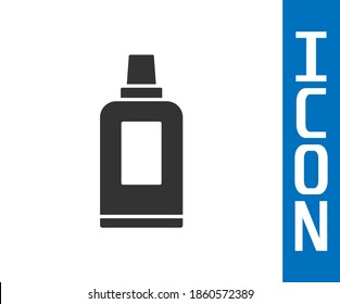 Grey Plastic bottle for laundry detergent, bleach, dishwashing liquid or another cleaning agent icon isolated on white background.  Vector