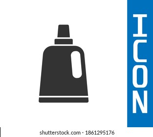 Grey Plastic bottle for laundry detergent, bleach, dishwashing liquid or another cleaning agent icon isolated on white background.  Vector