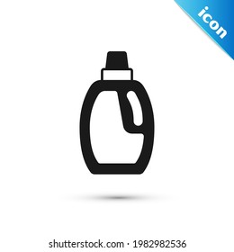 Grey Plastic bottle for laundry detergent, bleach, dishwashing liquid or another cleaning agent icon isolated on white background.  Vector