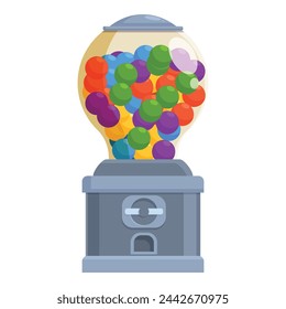 Grey plastic bubblegum machine icon cartoon vector. Colorful object. Retro equipment
