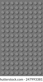 Grey Plastic Toy Baseplate Vector Background With Grid of Circular Studs, Vertical 9x16 Backdrop