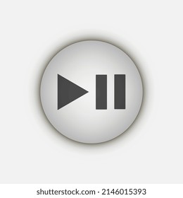Grey play pause button, flat design style