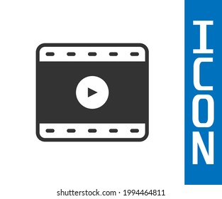 Grey Play Video icon isolated on white background. Film strip sign.  Vector