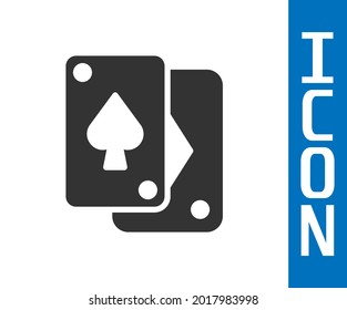 Grey Playing cards icon isolated on white background. Casino gambling.  Vector