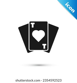 Grey Playing cards icon isolated on white background. Casino gambling.  Vector Illustration