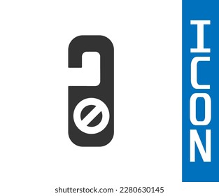 Grey Please do not disturb icon isolated on white background. Hotel Door Hanger Tags.  Vector Illustration