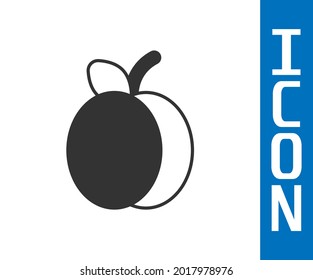Grey Plum fruit icon isolated on white background.  Vector
