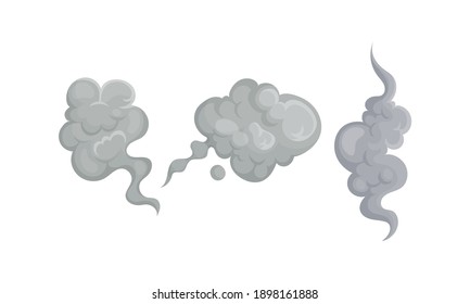 Grey Plumes Or Swirls Of Smoke Or Fog Vector Set