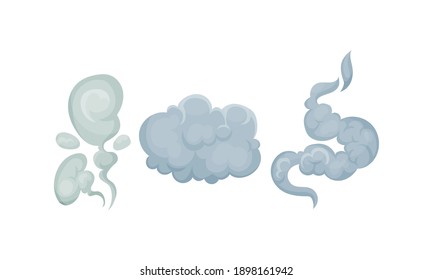 Grey Plumes Or Swirls Of Smoke Or Fog Vector Set