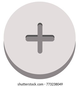 Grey plus button with shadow