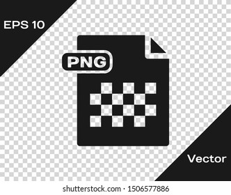 Grey PNG file document. Download png button icon isolated on transparent background. PNG file symbol.  Vector Illustration