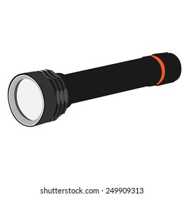 Grey pocket flashlight vector icon isolated, hand flashlight