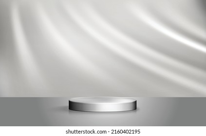 grey podium on background abstract with gradient in studio and wall texture vector, empty room studio used for product presentation, grey wallpaper with shine use for product shooting