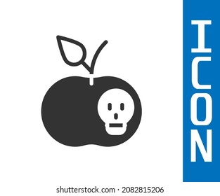 Grey Poison apple icon isolated on white background. Poisoned witch apple.  Vector