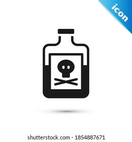 Grey Poison in bottle icon isolated on white background. Bottle of poison or poisonous chemical toxin.  Vector