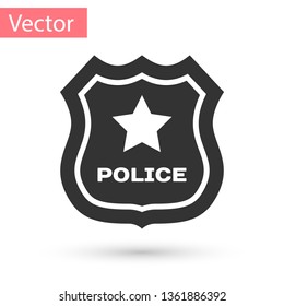 Grey Police Badge Icon Isolated On Stock Vector (Royalty Free ...