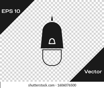 Grey Police cap with cockade icon isolated on transparent background. Police hat sign.  Vector Illustration