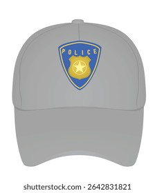 Grey police cap. vector illustration	