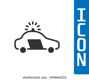 Grey Police car and police flasher icon isolated on white background. Emergency flashing siren.  Vector