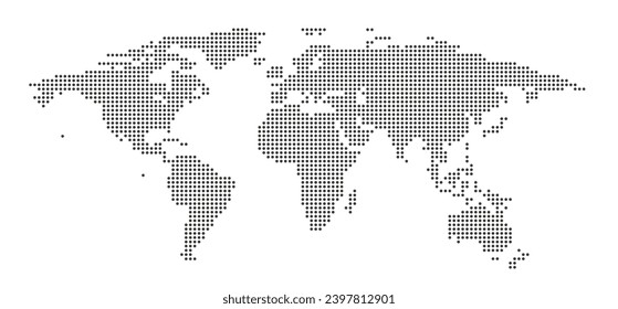 Graue politische Weltkarte. Dotierte Weltkarte. Vektorgrafik