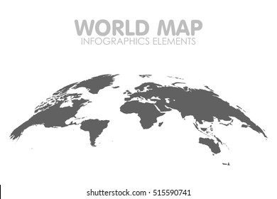 Grey Political World Map Vector isolated Illustration.