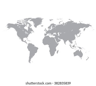 Grey Political World Map, White background