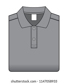 Grey Polo Shirt With Folded Pack For Template.