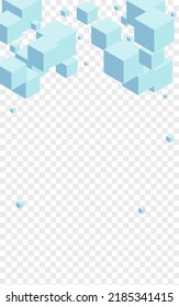 Grey Polygon Background Transparent Vector. Cubic Minecraft Template. White Cube Digital Design. Template Texture. Blue Geometry Square.