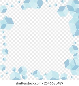 Grey Polygon Background Transparent Vector. Block Clean Card. Blue Cubic Modern Template. Data Design. White Model Geometric.