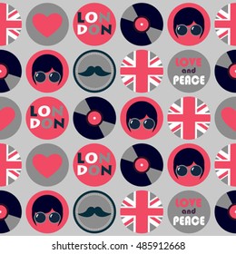 grey pop art hippie seamless vector pattern