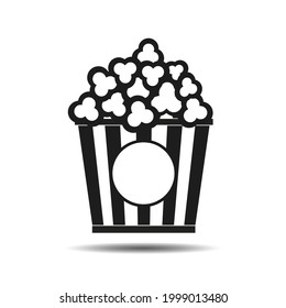 Grey Popcorn in cardboard box icon isolated on white background. Popcorn bucket box. Vector illustration